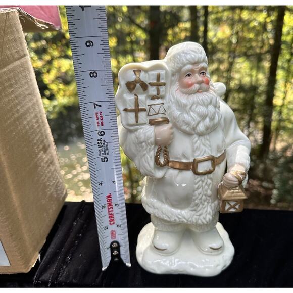 Vtg 1998 WHITE & GOLD Ceramic Santa Claus Christmas In Box! CH6 - Picture 7 of 9